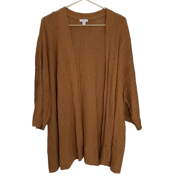 J. Jill Sweaters - J Jill Sweater Women 3XL Mustard Yellow Cotton Knit Open Boyfriend Cardigan